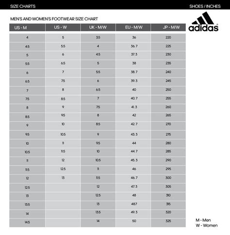 adidas turf shoes size chart